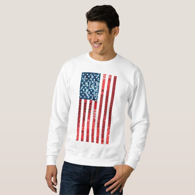 drapeau américain vertical sweatshirt (Devant entier)
