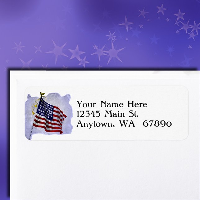 Drapeau américain vintage en Étiquette de adresse  (A custom return address label with vintage US flag art )