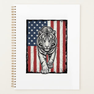 Drapeau américain vintage gravé Tigre Design patri