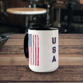 Drapeau américain vintage (vertical) / Mug de text