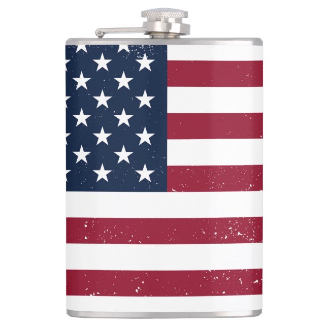 Drapeau Américain Vinyl Enveloppé 8 oz Flacon (Devant)