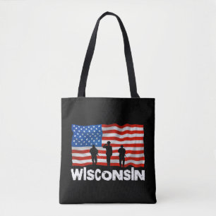 Drapeau américain Wisconsin Sac fourre-tout Canvas