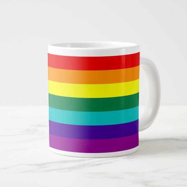 Drapeau arc-en-ciel Gay pride Jumbo Mug (Devant droit)