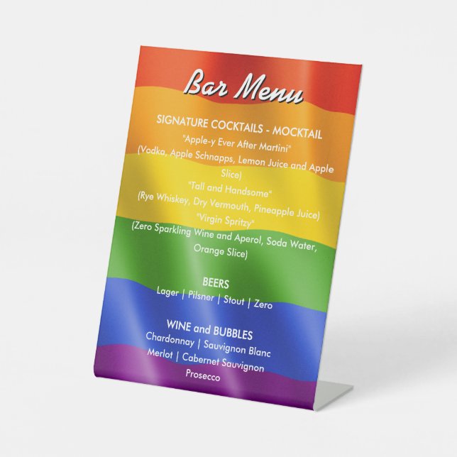 Drapeau Arc-en-ciel Panneau Menu du bar pour la cé (Recto)