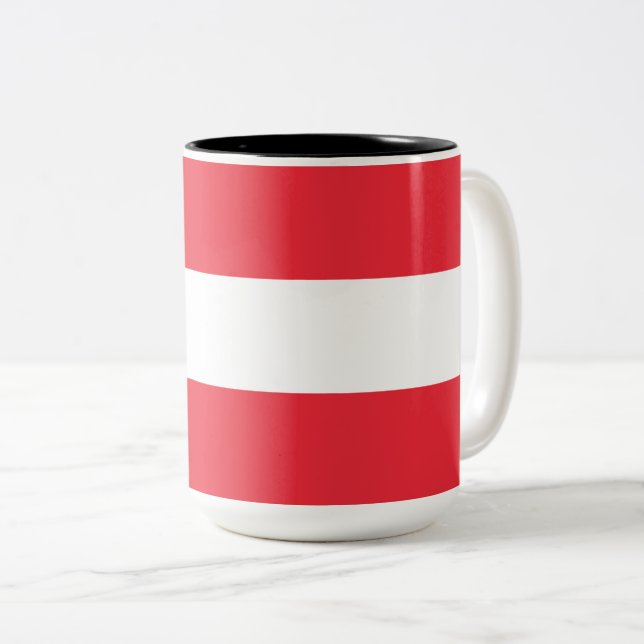 Drapeau autrichien (Autriche) Mug à café à deux to (Devant droit)