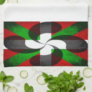 Drapeau basque et serviette de cuisine en croix