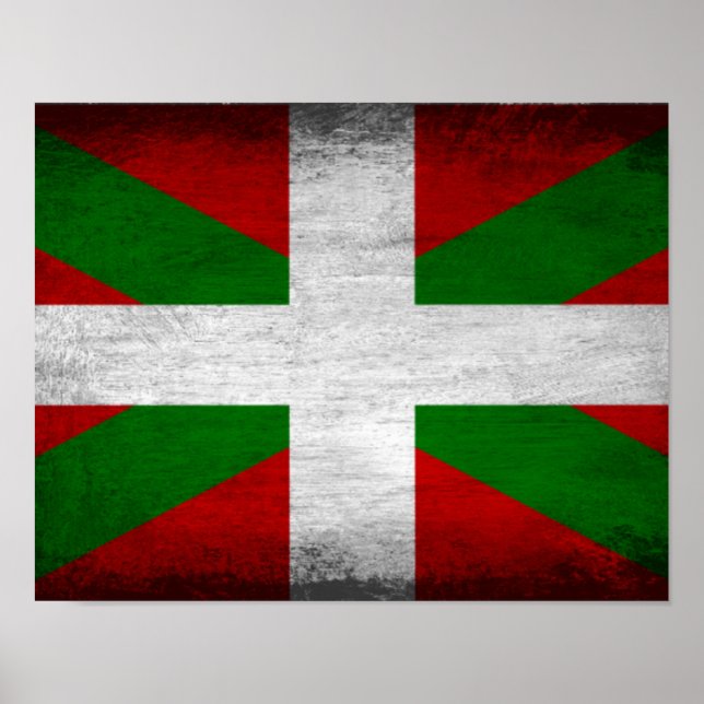 Drapeau basque Poster en détresse (Devant)