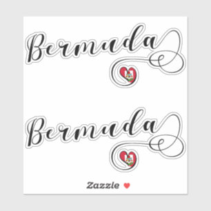 Drapeau Bermudes En Sticker Coeur