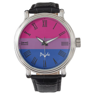 Drapeau bisexuel et montre de fierté