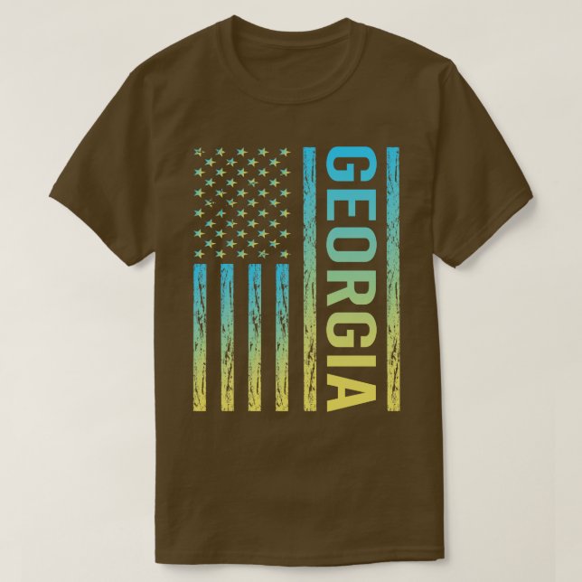 Drapeau bleu jaune Géorgie TShirt (Design devant)