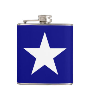 Drapeau bleu mignon avec le flacon blanc solitaire