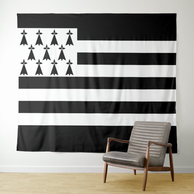 Drapeau breton (Gwenn-ha-du) Tapisserie (En situation (horizontale))