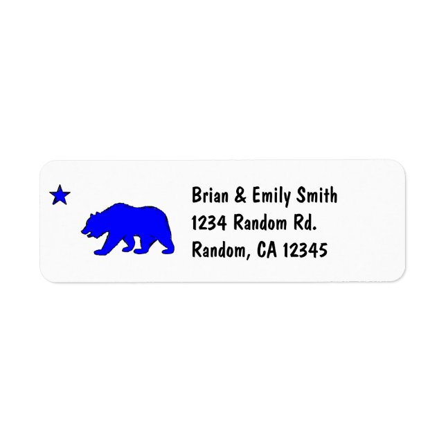 Drapeau californien néon bleu ours étiquette de ad (Devant)