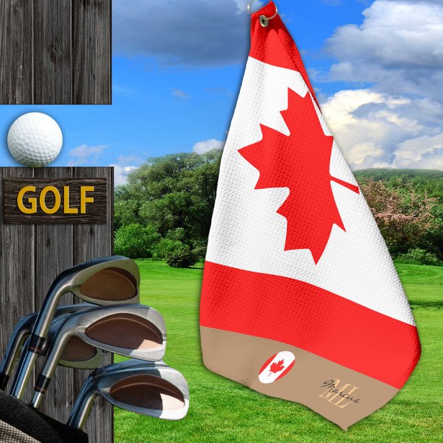 Drapeau canadien et serviette de golf monogrammed  (Créateur téléchargé)