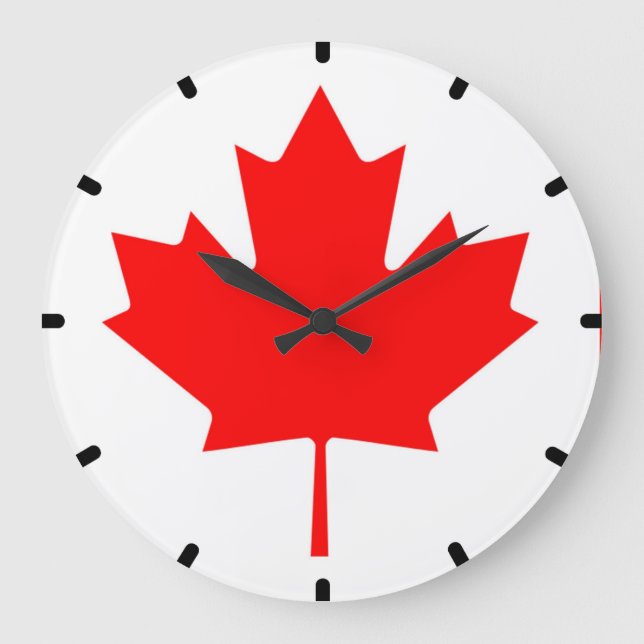 Drapeau canadien Horloge murale en feuille d'érabl (Recto)
