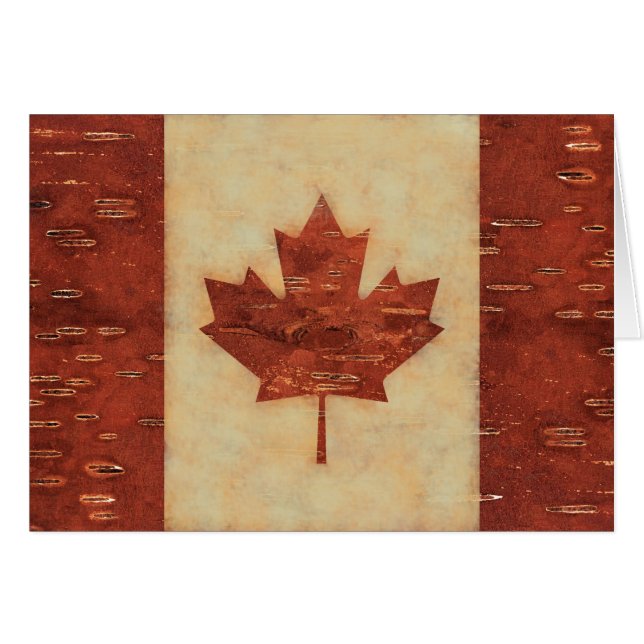Drapeau Canadien Sur L'Écorce De Birch Intérieur (Devant horizontal)