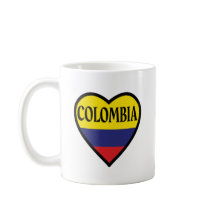 Drapeau cardiaque Colombie Mug de café blanc