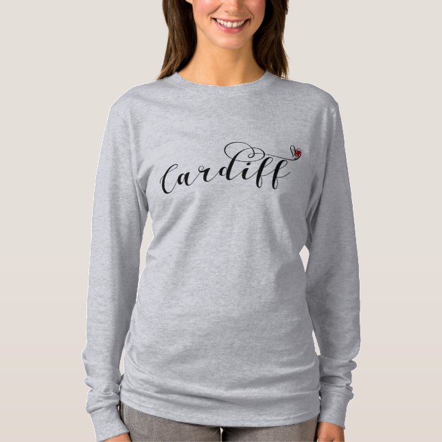 Drapeau Cardiff Coeur, Caerdydd, T-shirt Pays de G (Devant)