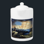 Drapeau céleste américain dans le ciel, Guerre civ<br><div class="desc">La fumée de la bataille s'était dissipée, laissant derrière elle un paysage marqué par des conflits. Pourtant, alors que le soleil commençait à se lever, projetant ses rayons d'or sur le terrain déchiré par la guerre, un autre type de beauté émergait. Les Zouaves, fatigués de l'épreuve du jour, trouvèrent du...</div>