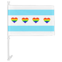 Drapeau Chicago de coeur d'arc-en-ciel