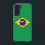 Drapeau Coque Samsung Galaxy S21 du Brésil<br><div class="desc">Transformez votre Samsung Galaxy S21 avec notre couverture téléphonique exclusive avec le drapeau du Brésil! Réalisée avec une attention minutieuse aux détails, cette couverture téléphonique présente fièrement le design emblématique du drapeau brésilien. Le drapeau présente un champ vert avec un diamant jaune au centre, contenant un globe bleu avec 27...</div>