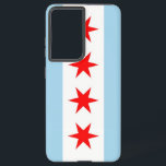 Drapeau Coque Samsung Galaxy S21 Plus de Chicago<br><div class="desc">Transformez votre Samsung Galaxy S21 Plus en symbole de la fierté de Chicago avec notre couverture téléphonique exclusive avec le drapeau de la ville! Réalisée avec précision, cette couverture affiche fièrement les éléments emblématiques du drapeau de Chicago. Quatre étoiles rouges représentant des événements historiques : Fort Dearborn, le Grand feu...</div>