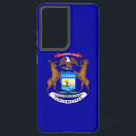 Drapeau Coque Samsung Galaxy S21 Plus du Michigan<br><div class="desc">Transformez votre Samsung Galaxy S21 Plus en une célébration de la fierté du Michigan avec notre couverture téléphonique exclusive avec le drapeau de l'état! Réalisée avec une attention minutieuse aux détails, cette couverture présente fièrement les éléments distinctifs du drapeau du Michigan. Il présente un champ bleu foncé avec les armoiries...</div>