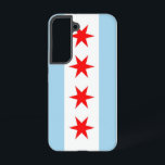 Drapeau Coque Samsung Galaxy S22 de Chicago<br><div class="desc">Transformez votre Samsung Galaxy S22 en symbole de la fierté de Chicago avec notre couverture téléphonique exclusive avec le drapeau de la ville! Réalisée avec précision, cette couverture affiche fièrement les éléments emblématiques du drapeau de Chicago. Quatre étoiles rouges représentant des événements historiques : Fort Dearborn, le Grand feu de...</div>