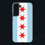 Drapeau Coque Samsung Galaxy S22 Plus de Chicago<br><div class="desc">Transformez votre Samsung Galaxy S22 Plus en symbole de la fierté de Chicago avec notre couverture téléphonique exclusive avec le drapeau de la ville! Réalisée avec précision, cette couverture affiche fièrement les éléments emblématiques du drapeau de Chicago. Quatre étoiles rouges représentant des événements historiques : Fort Dearborn, le Grand feu...</div>