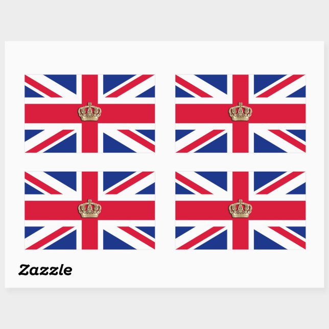 Drapeau Couronne et Union Jack Autocollant Rectang (Feuille)