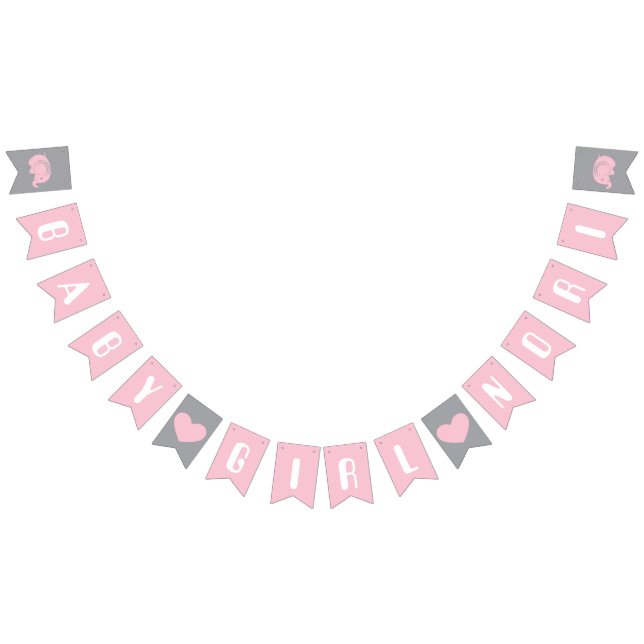 Drapeau de baby shower avec éléphant pour fille (Tout)