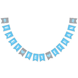 Drapeau de baby shower avec éléphant pour garçon