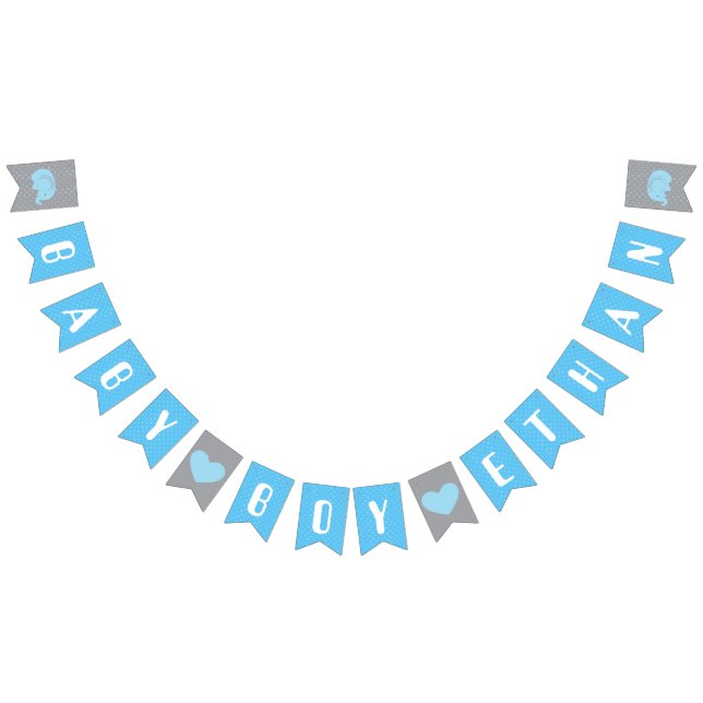Drapeau de baby shower avec éléphant pour garçon (Tout)