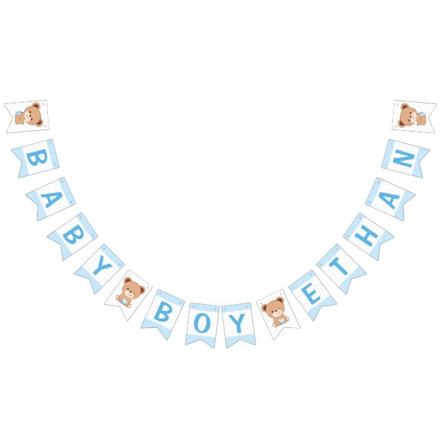 Drapeau de Baby shower d'ours Brown (bleu) (Tout)