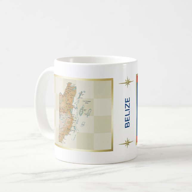 Drapeau de Belize + Tasse de carte (Devant gauche)