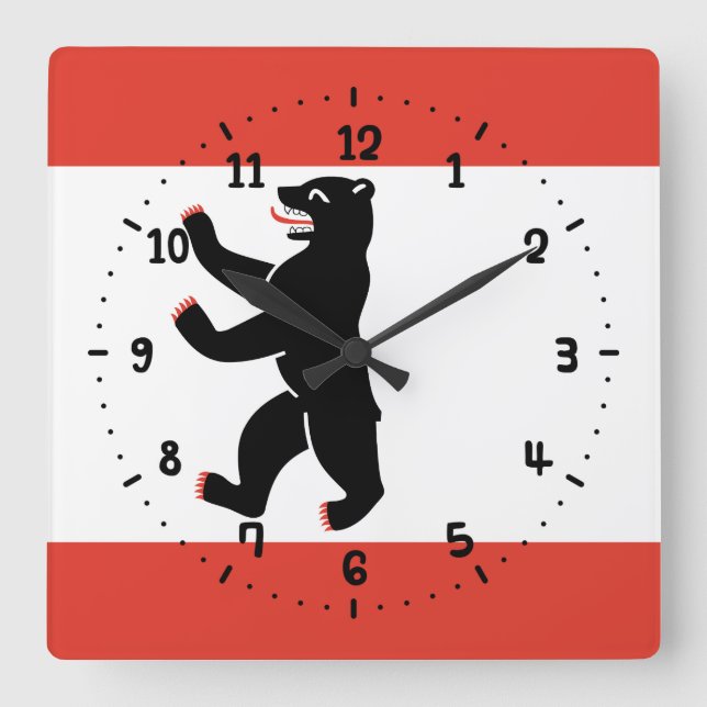 Drapeau de Berlin Carré Mur Horloge (Recto)