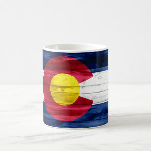 Drapeau de bois Colorado tasse de café rustique ta
