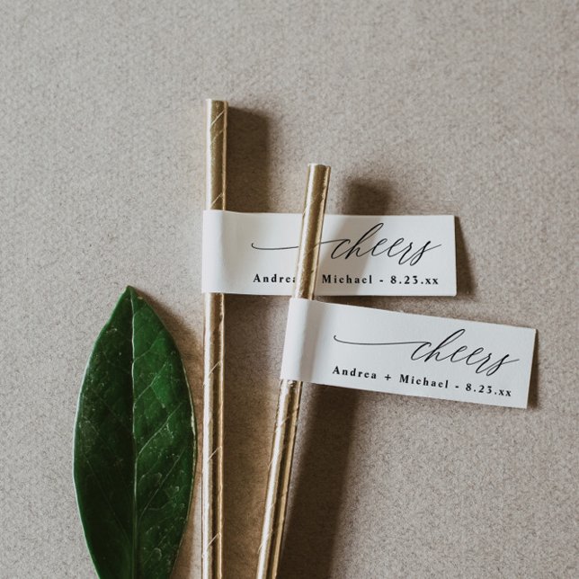 Drapeau de boisson à étiquette de paille Mariage m (Créateur téléchargé)