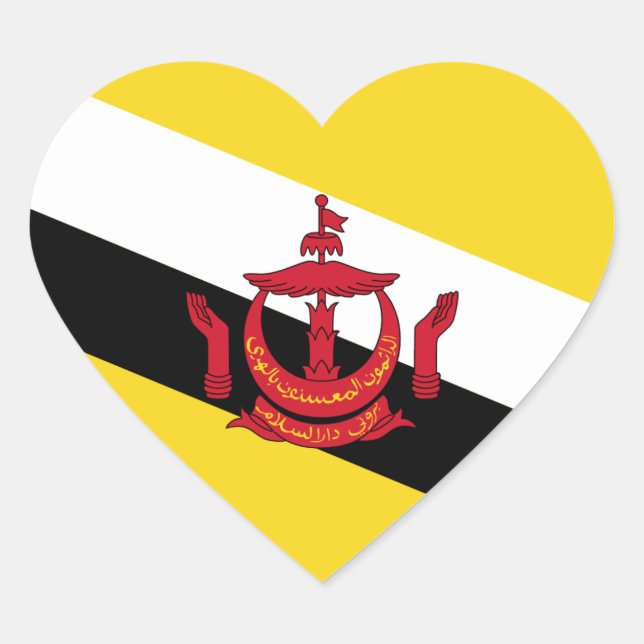 Drapeau de Brunei Autocollant en forme de cœur (Devant)