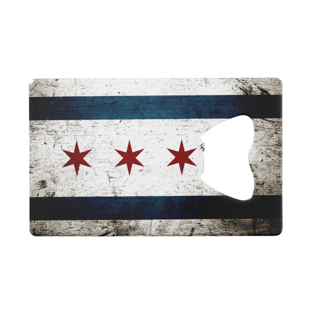 Drapeau de Chicago Black Grunge (Devant (Horizontal))