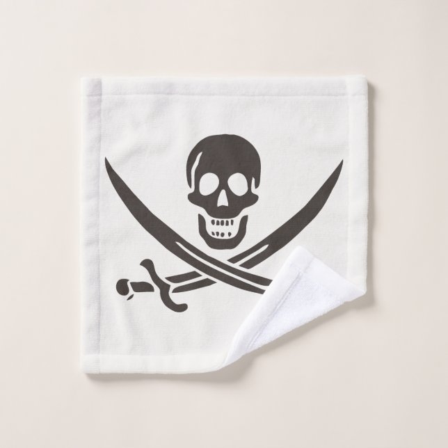 Drapeau de crâne obsidien Drapeau de pirate Calico (Gant de toilette)