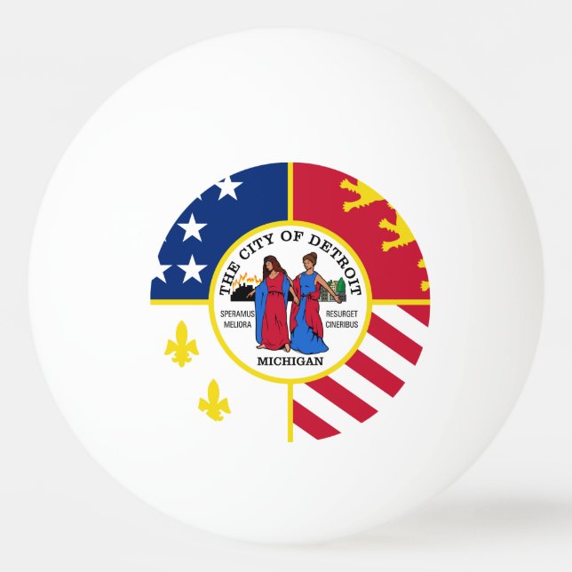 Drapeau de Détroit, Michigan Balle de Ping Pong (Devant)