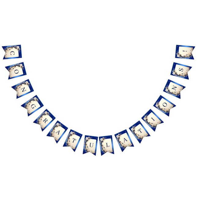Drapeau de fanion à embellissement floral blanc bl (Tout)
