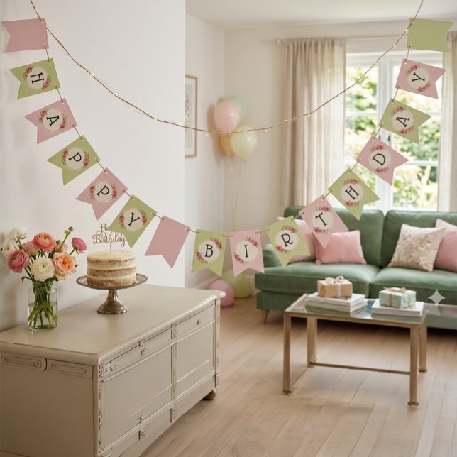 Drapeau de fanions de cadre de roses shabby chic v (Créateur téléchargé)