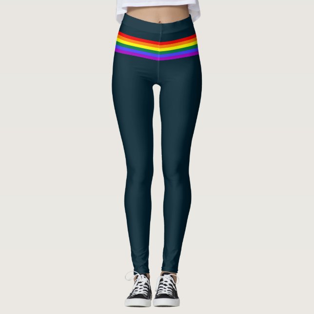 Drapeau de fierté arc-en-ciel coutume Leggings ble (Devant)