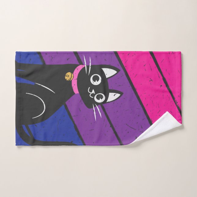 Drapeau de fierté bisexuelle et chat bisexuel (Serviette à main)
