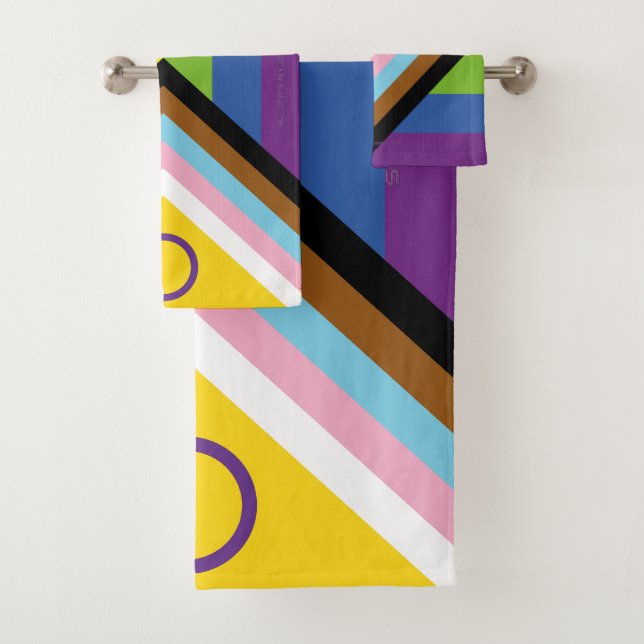 Drapeau de fierté intersexe de SlipperyJoe's fond  (En situation)