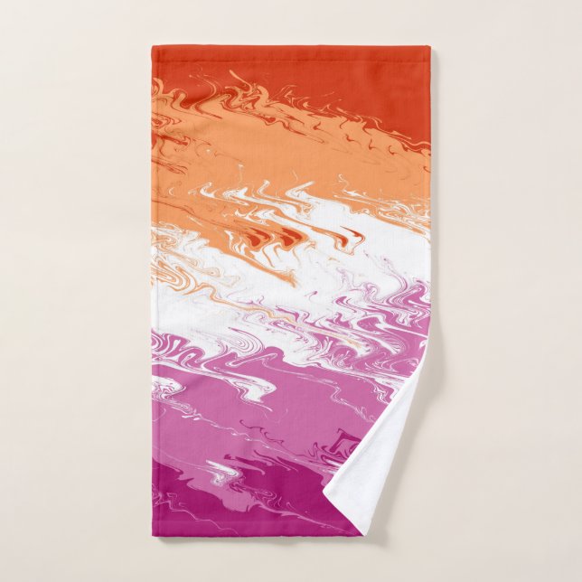 Drapeau de fierté lesbienne abstrait trippy ondoya (Serviette à main)