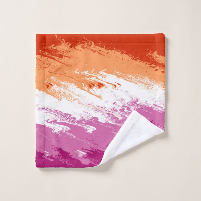 Drapeau de fierté lesbienne abstrait trippy ondoya (Gant de toilette)