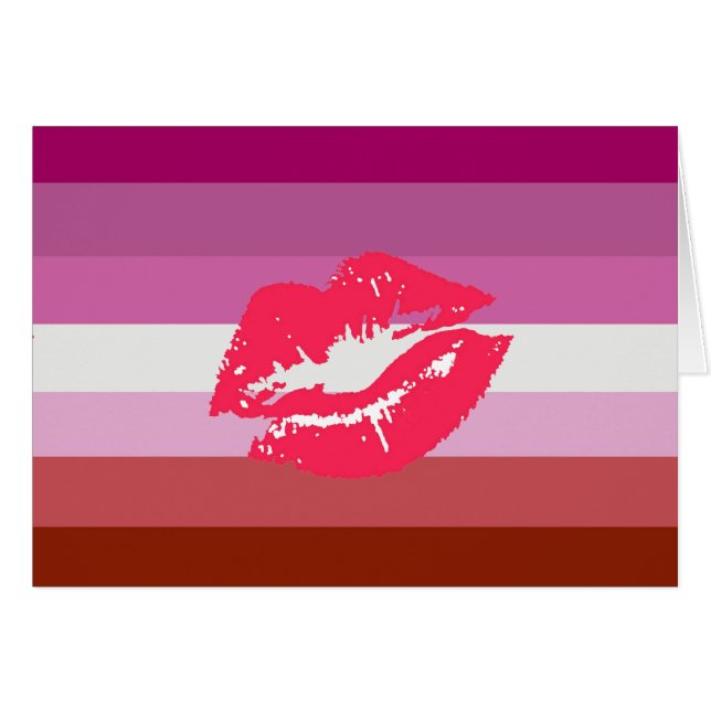Drapeau de fierté lesbienne au rouge à lèvres (Devant horizontal)
